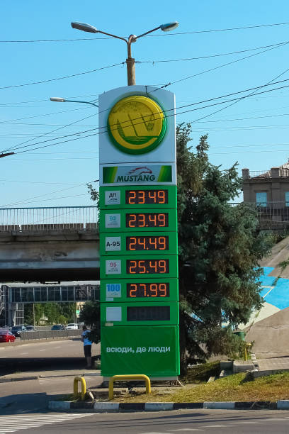 キエフ、ウクライナの晴れた日にウォグガソリンスタンド - kyiv editorial land vehicle engine ストックフォトと画像