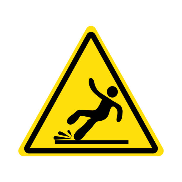 istock Yellow triangle with falling man in modern style .Wet Floor sign.vector illustration.jpg 1254039948