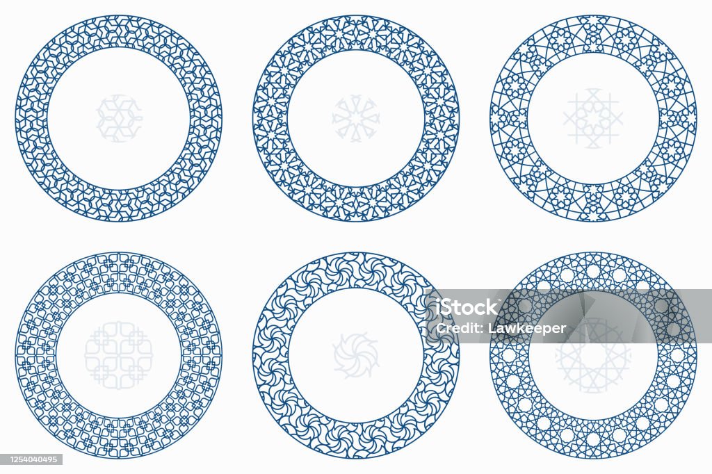 Arabic Geometric Round Patterns Set Stock Illustration - Download Image ...