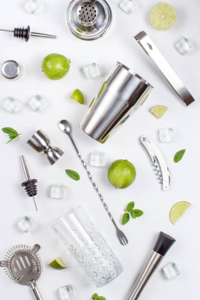 istock Ingredients and barmen tools for Mojito cocktail 1254040589