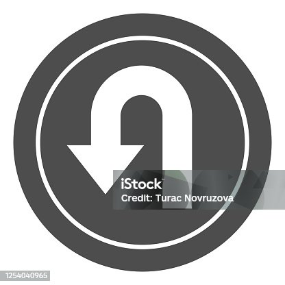 istock U-turn traffic sign solid icon, Navigation concept road sign with turn symbol on white background, U-Turn road sign icon in glyph style for mobile concept and web design. Vector graphics. 1254040965