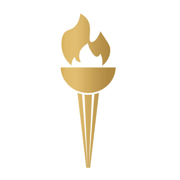 golden torch icon golden torch icon- vector illustration flame clipart stock illustrations