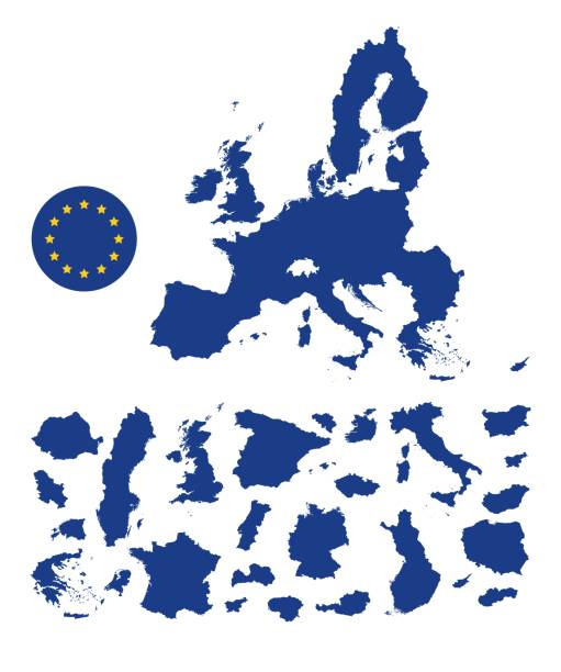 istock Political map of Europe with separate countries 1254044087