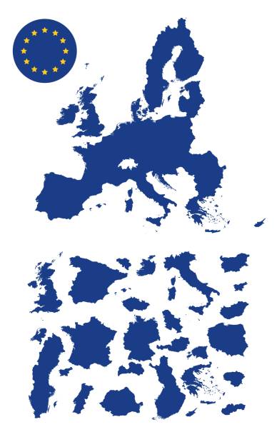 istock Political map of Europe with separate countries 1254044113