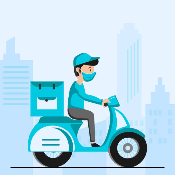 Delivery Man On A Scooter Illustration Stock Illustration - Download Image  Now - Delivery Person, India, Biker - iStock