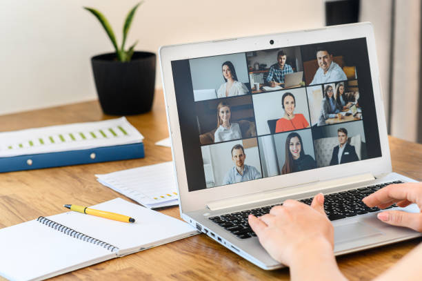 istock Woman is using app on laptop for video connect 1254046949