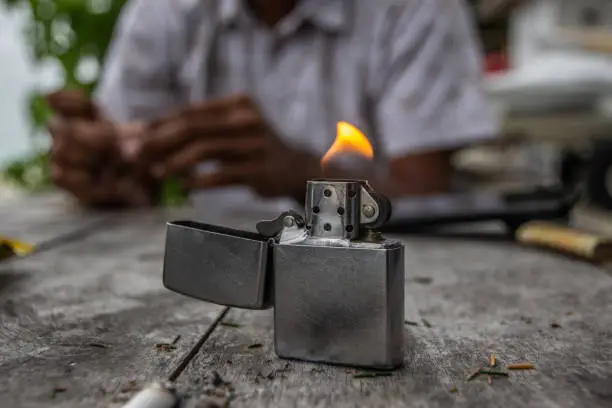 Photo of Burning Zippo Lighter