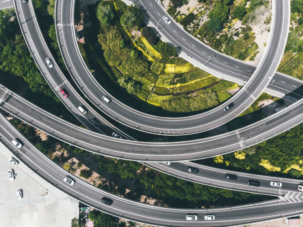 istock Drone View, Top View of Road Intersection 1254055759