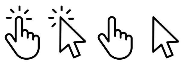 handklicken symbol sammlung. zeigerklicksymbol. hand-symbol-design. satz von handcursor-symbolen klicken und cursor-symbole klicken. klicken sie auf das cursorsymbol. - computer stock-grafiken, -clipart, -cartoons und -symbole