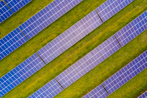 istock Looking down on to solar panels at sunrise 1254060570