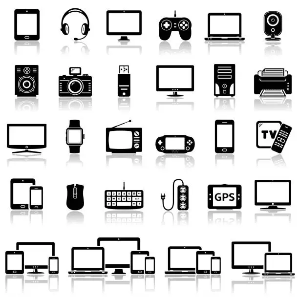 Vector illustration of Set of Modern Digital Devices Icons