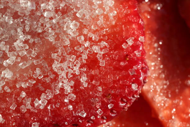 Strawberry sweet slice with sugar tasty delicious background