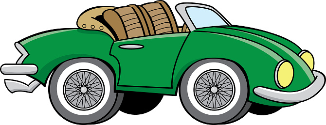 Cartoon Old Sports Car With The Convertible Top Down Stock Illustration -  Download Image Now - iStock