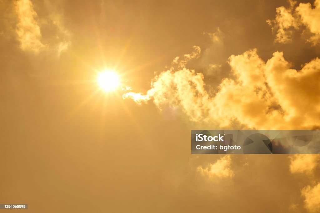 Hot Summer or Heat Wave Background Hot weather with global warming concept. Temperature of Summer season. Heat - Temperature Stock Photo