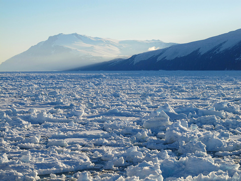 Mud beach at Beluga Point whale watching site on the Seward Highway near Anchorage Alaska United States