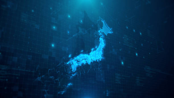 mapa japonii z regionami - japan digital map zdjęcia i obrazy z banku zdjęć