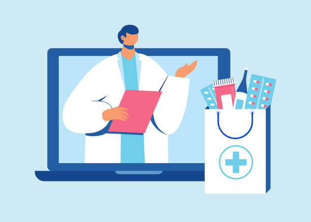 sztuka & ilustracja - cyberspace doctor healthcare and medicine prescription medicine stock illustrations