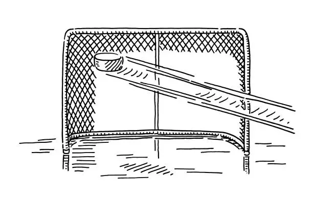 Vector illustration of Ice Hockey Shot At Goal Drawing