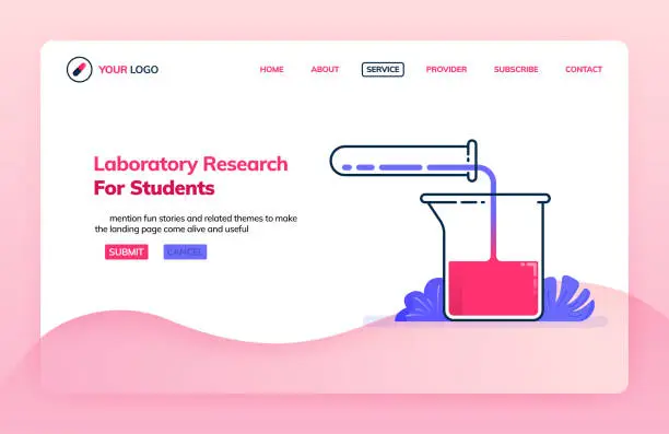 Vector illustration of Landing page illustration template of research laboratory for students. Research and chemical supplies. Health themes. Can be used for landing page, website, web, mobile apps, poster, flyer