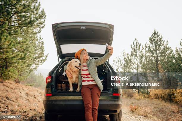 Capturing Moments Of Our Road Trip Stock Photo - Download Image Now - Car, Autumn, Road Trip