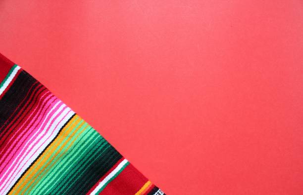 poncho Mexican cinco de mayo rug serape fiesta traditional Mexico background with stripes copy space maya blanket minimal simple -  stock, photo, photograph, image, picture stock photo