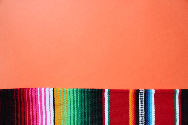 poncho Mexican cinco de mayo rug serape fiesta traditional Mexico background with stripes copy space maya blanket minimal simple -  stock, photo, photograph, image, picture stock photo