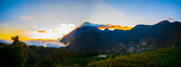 istock panoramic landscape of mountains and volcanoes 1254087187
