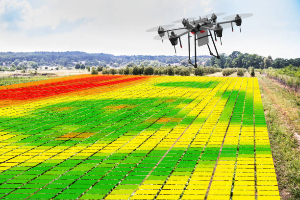Agriculture Industry Farming Technology And Crops Monitoring Agriculture Industry Farming Technology And Digital Crops Monitoring precision agriculture map stock pictures, royalty-free photos & images