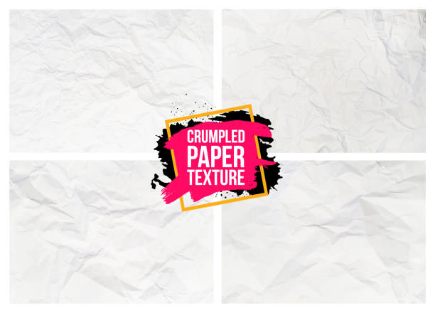 Set of crumpled paper texture. Realistic wrinkled sheet. White crumpled paper abstract background texture. Vector illustration. Isolated on white background. Set of crumpled paper texture. Realistic wrinkled sheet. White crumpled paper abstract background texture. Vector illustration. Isolated on white background. flyposting illustrations stock illustrations