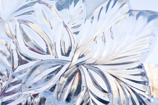 flower pattern on ice, ice sculpture