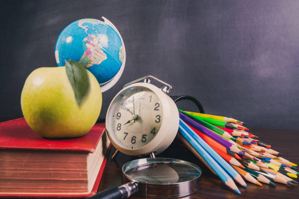 istock Back to School Concept with Stationery and Blackboard 1254100057
