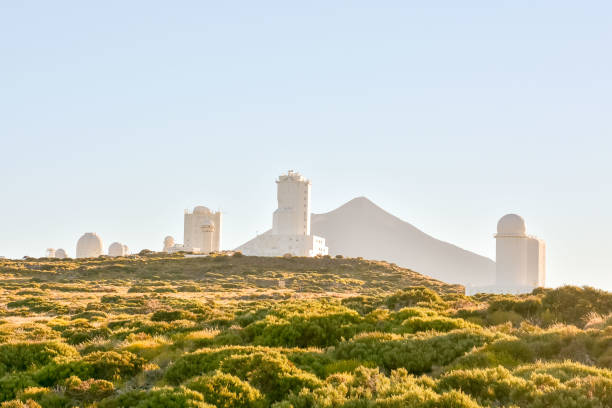 Telescopes of the Teide Astronomical Observatory Telescopes of the Teide Astronomical Observatory in Tenerife, Spain. observatory tenerife canary islands el teide national park stock pictures, royalty-free photos & images