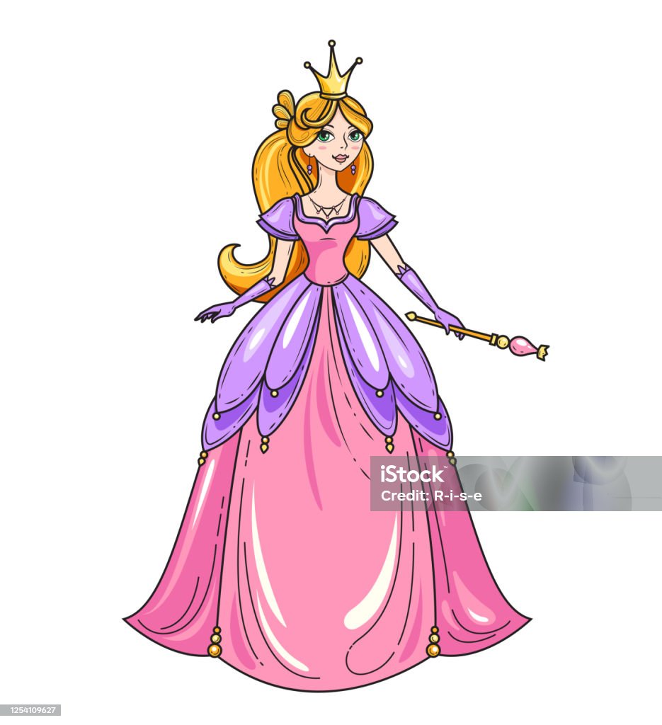 마법의 지팡이와 아름다운 드레스에 서 공주 매력적인 동화 소녀 공주에 대한 스톡 벡터 아트 및 기타 이미지 - 공주, 드레스, 신데렐라  - Istock