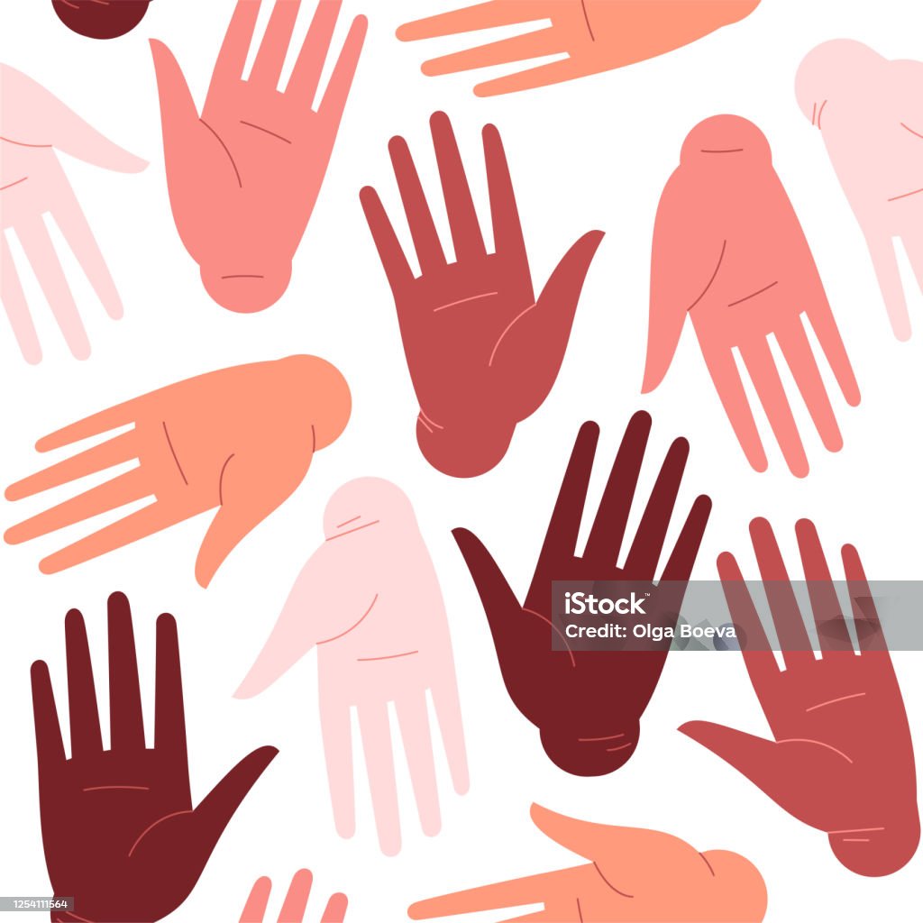 Handstreeam Pattern Seamles Pattern Of Hands Gestures Stock Illustration - Download Image ...