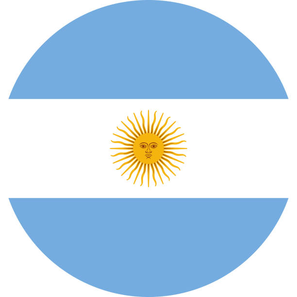 illustrazioni stock, clip art, cartoni animati e icone di tendenza di design grafico della bandiera rotonda argentina. - argentina