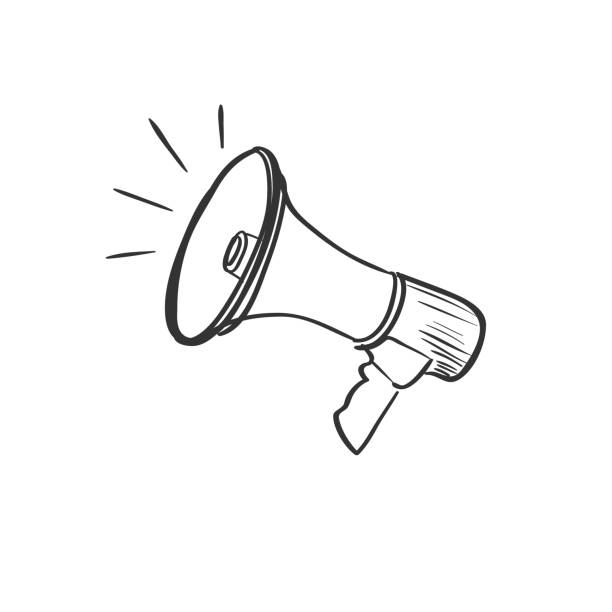 speaker doodle drawing speaker doodle drawing, excellent vector illustration, EPS 10 megaphone drawings stock illustrations