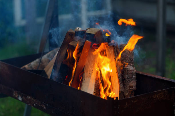 istock Burning charcoal in the fire for barbecue 1254121658