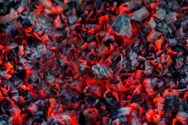 istock Burning charcoal in the fire for barbecue 1254121705