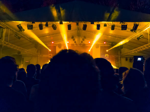 istock Concert hall with people silhouettes 1254121819
