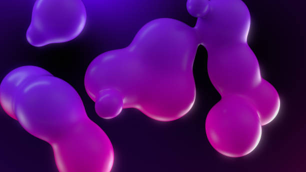istock Organic shapes 3d background. Violet and pink gradient. Calm and peace theme 1254126164