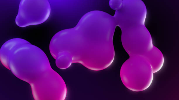 органические формы 3d фон. фиолетовый и розовый градиент. тема спокойствия и мира - lava lamp стоковые фото и изображения