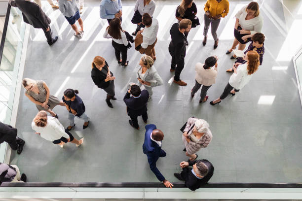 istock Overhead view of business people communicating 1254126195