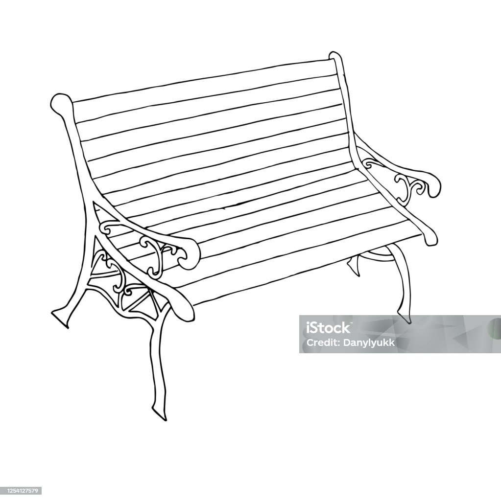 Bench Scatch Bench Sketch Hand Drawn Ink Monochrome Art Design Element Thin Line ...
