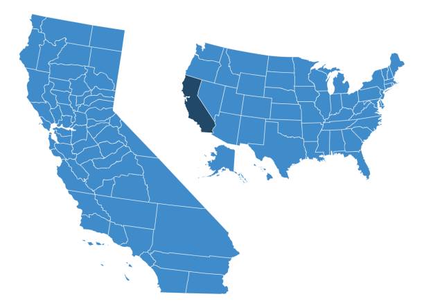 illustrazioni stock, clip art, cartoni animati e icone di tendenza di mappa dello stato della california - map san francisco bay area california cartography