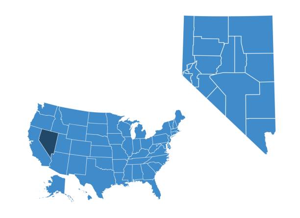 karte von nevada state - california map counties county stock-grafiken, -clipart, -cartoons und -symbole