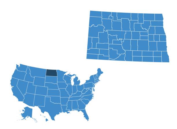 illustrations, cliparts, dessins animés et icônes de carte du dakota du nord - map dakota south dakota north
