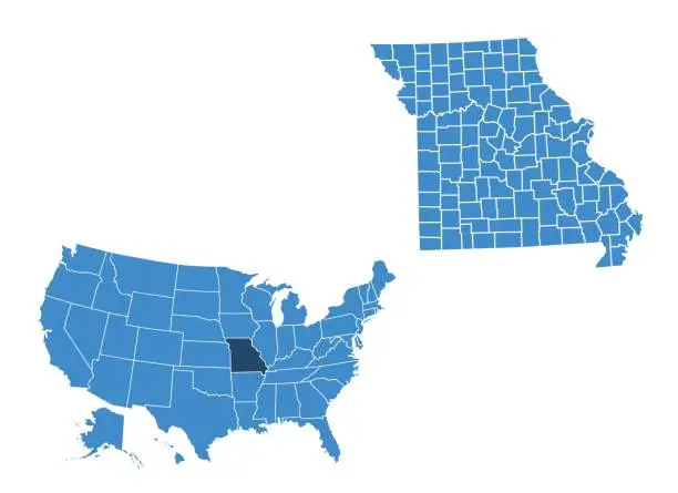 Vector illustration of Map of Missouri state