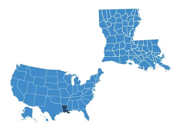 Vector illustration of Map of Louisiana state