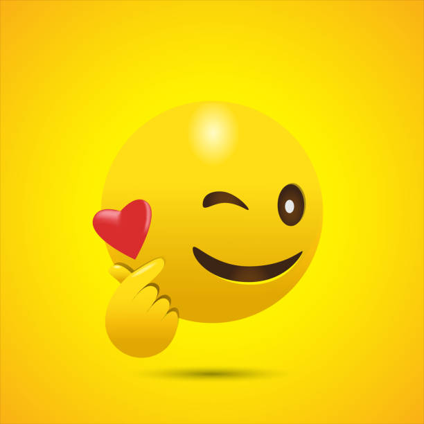 Winking Face Emoji Giving Korean Finger Heart Stock Illustration - Download  Image Now - Emoticon, Finger, Winking - iStock