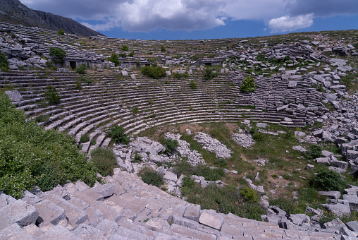 Antalya,Turkey -May 16, 2018:Ancient Termossos ruins.The tourists are visiting ancient Termessos in Antalya city.